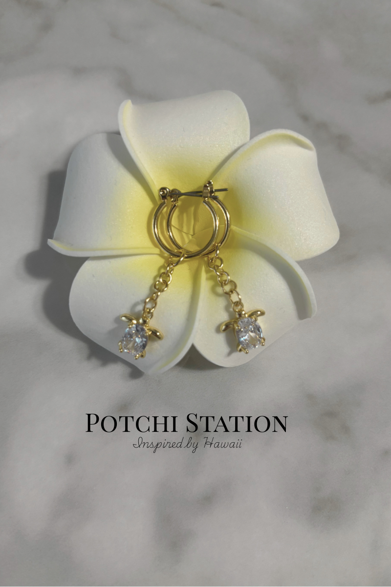 Honu CZ Chain Pierce (ホヌ キュービックジルコニア チェーンピアス)