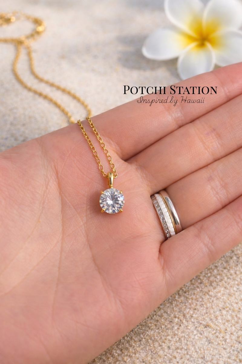 Aloha Waterproof CZ Necklace｜18K PVD 防水 ステンレスネックレス