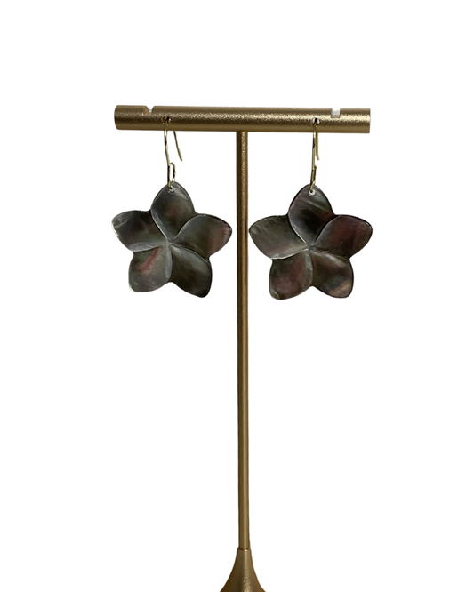 Natural Shell * Black Pulmeria Earring