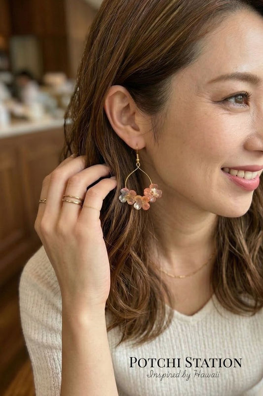 Aloha Bloom Drop Earrings – Coral Pink