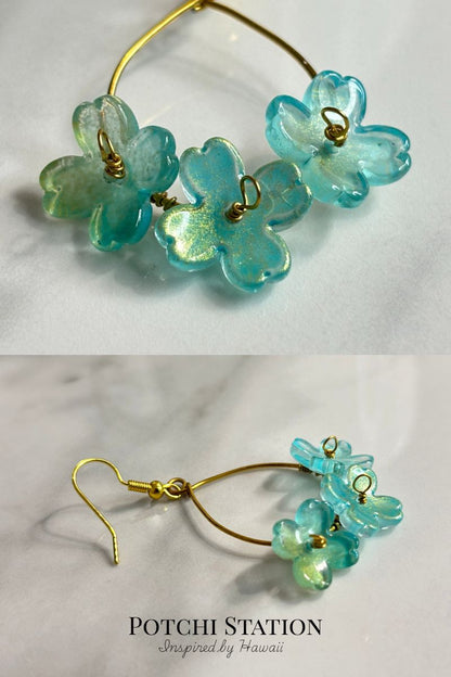 Aloha Bloom Drop Earrings – Aqua Lagoon