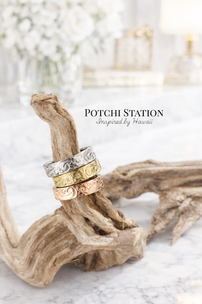 Aloha Plumeria Scroll Ring