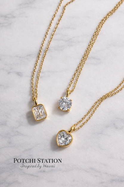 Aloha Waterproof CZ Necklace｜18K PVD 防水 ステンレスネックレス